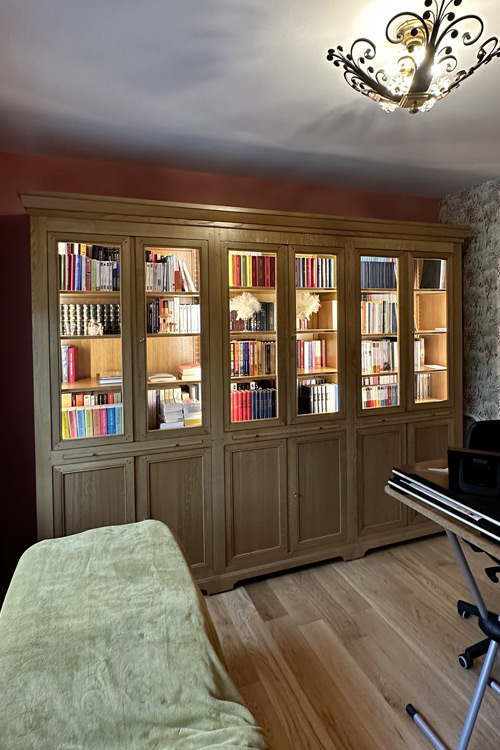 creation sur mesure meubles Biblio Louis Philippe simple barbier mettet